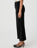 Paige Clean Front Velvet Anessa Trouser in Black