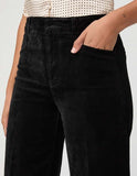 Paige Clean Front Velvet Anessa Trouser in Black