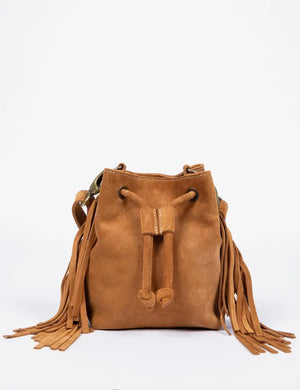 Penelope Chilvers Mini Fringe Suede Bag in Tan