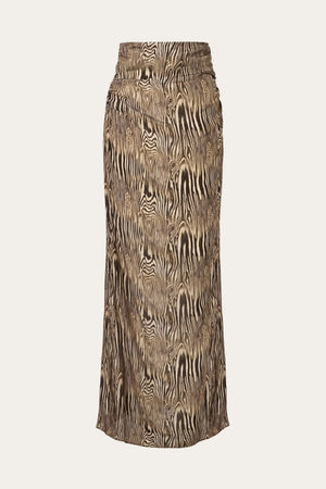 Malina Laurel Ruched Chiffon Maxi Skirt in Moire