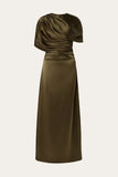 Malina Cassia Detachable Cape Maxi Dress in Olive