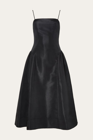 Malina Calista Exaggerated Hip Midi Dress in Black