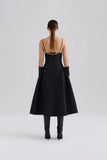 Malina Calista Exaggerated Hip Midi Dress in Black