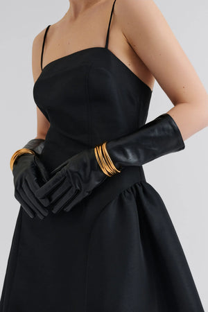 Malina Calista Exaggerated Hip Midi Dress in Black