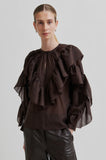 Second Female Fria Frill Blouse in Chocolate