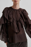 Second Female Fria Frill Blouse in Chocolate