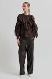 Second Female Fria Frill Blouse in Chocolate