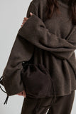 Second Female Suede Leather Bag in Chocolate