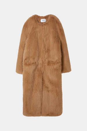 Style In Haiza Faux Fur Coat in Camel