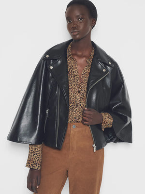 As By Df Faith Recycled Leather Cape in Black