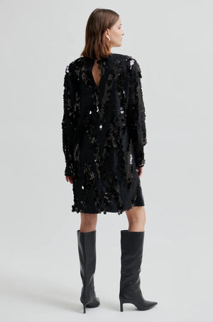 Second Female Glimmer Simple Dress in Black