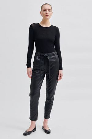 Second Female Indie Leather Trousers in Black