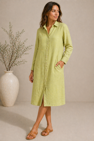 120% Lino Dress in Apple