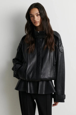 Second Female Aluka Leather Jacket in Black