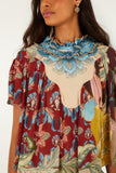 Farm Rio Lunar Boho Short Sleeve Blouse in Multi