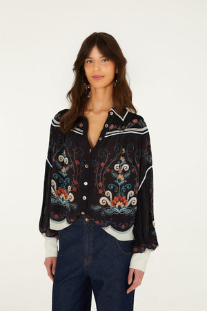 Farm Rio Nikita Blouse in Black