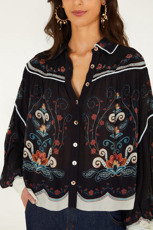 Farm Rio Nikita Blouse in Black