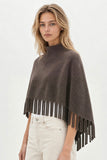 Berenice Marmo Fringe Poncho in Brown