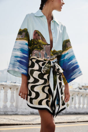 Farm Rio Copacabana Beach Long Sleeve Kimono in Multi