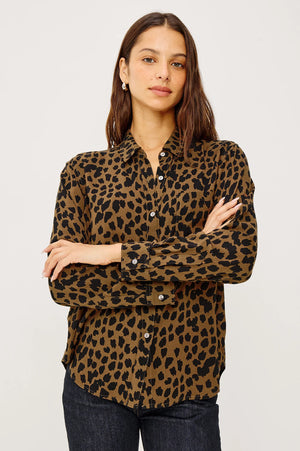 Rails Josephine Shirt in Teak Spotted Animal Print