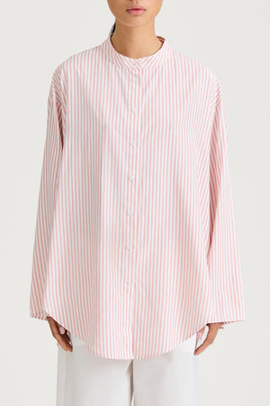 Style In Jazara Stripe Shirt in Pink
