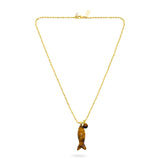 Talis Chains Happy Fish Pendant Tigers Eye in Gold