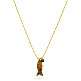 Talis Chains Happy Fish Pendant Tigers Eye in Gold