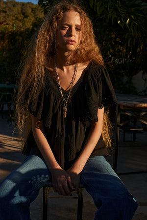 Faune Camelia Top in Black