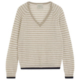 Jumper 1234 Tipped Little Stripe Vee in Light Brown