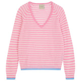 Jumper 1234 Tipped Little Stripe Vee in Pink