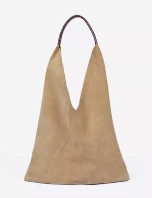 Penelope Chilvers Triangle Suede Bag in Tan