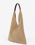 Penelope Chilvers Triangle Suede Bag in Tan