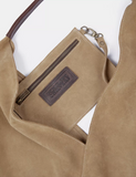 Penelope Chilvers Triangle Suede Bag in Tan