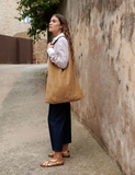 Penelope Chilvers Triangle Suede Bag in Tan
