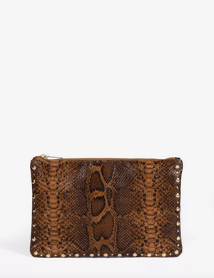 Penelope Chilvers Mini Studded Snake Effect Clutch in Honey