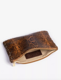 Penelope Chilvers Mini Studded Snake Effect Clutch in Honey