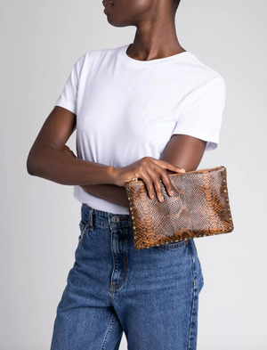 Penelope Chilvers Mini Studded Snake Effect Clutch in Honey