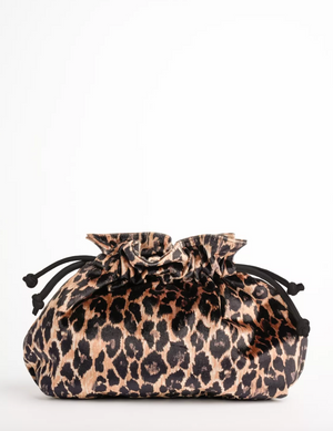 Penelope Chilvers Puffball Velvet Clutch in Leopard