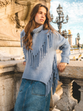 Berenice New Fringes Sweater in Light Blue