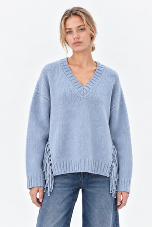Berenice New Fringes Sweater in Light Blue