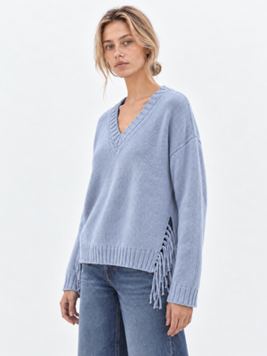 Berenice New Fringes Sweater in Light Blue