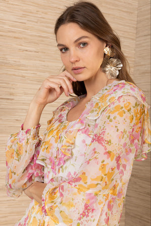Hale Bob Axelle Top in Pink Floral