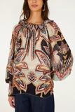 Farm Rio Tapestry Dream Long Sleeve Beige Blouse MULTI