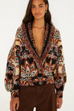 Farm Rio Tapestry Dream Cardigan MULBERRY