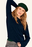 Jumper 1234 Distressed Crew in Navy