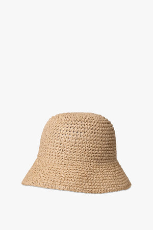 Day Et Raffia Crochet Bucket Hat in Beige
