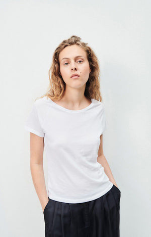 American Vintage Xoubow Boat Neck Tee in White