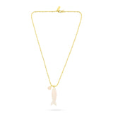 Talis Chains Happy Fish Pendant Rose Quartz in Gold