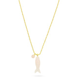 Talis Chains Happy Fish Pendant Rose Quartz in Gold