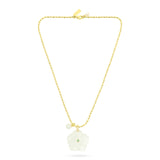 Talis Chains Flower Necklace White Crystal in Gold